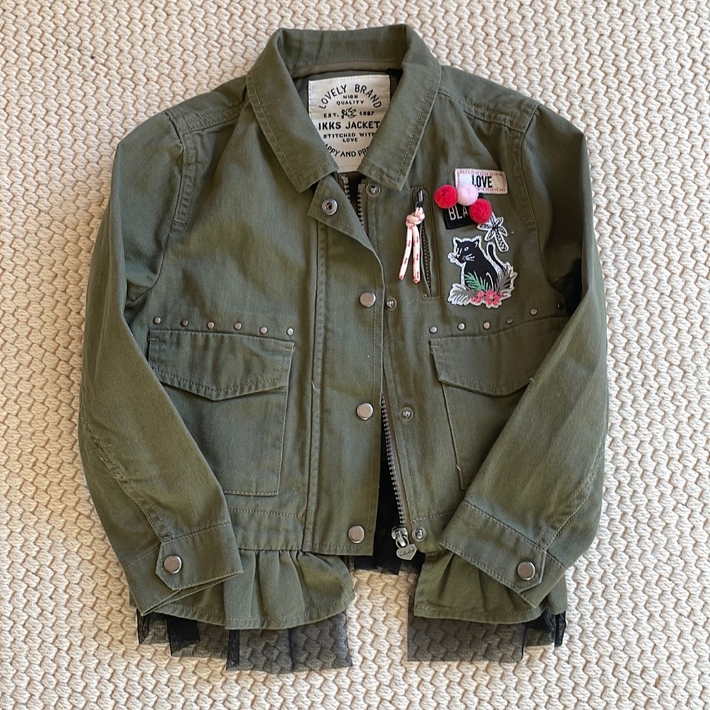 Girls Safari Jacket - IKKS City Black Saharienne/Safari Jacket - Khaki - Suze 4A